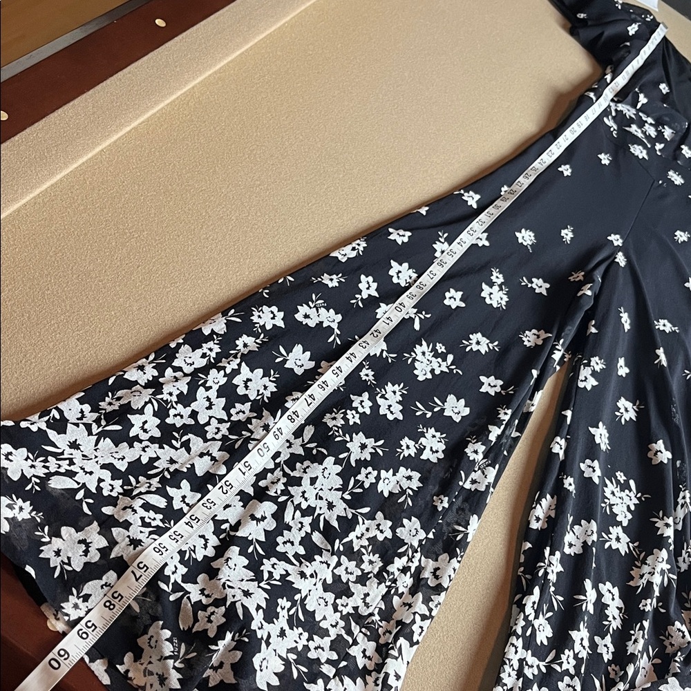 FUZZI Italian Black Floral Wide Leg Romper- M - Picture 12 of 14